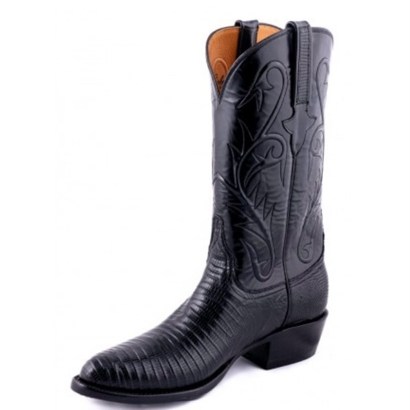 Lucchese Boots Genuine 1 piece Lizard bottoms & Goat Top Leather Black 10.5 EE - Picture 12 of 16